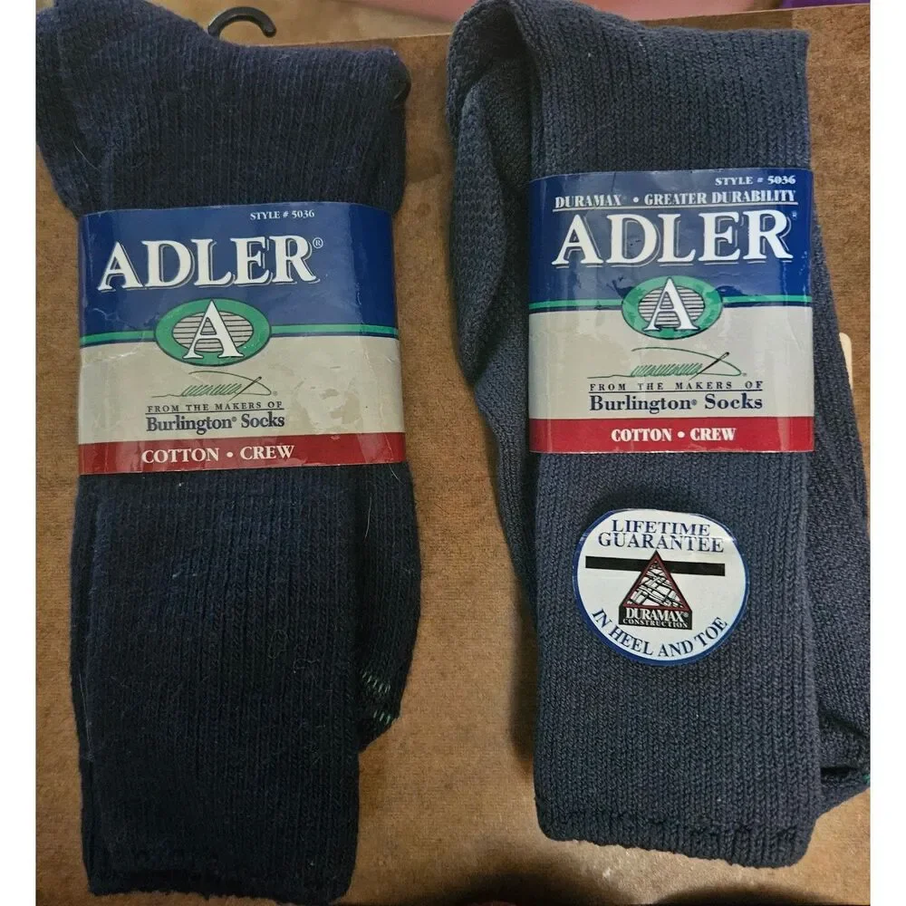 Adler Mens Crew Socks Blue - 2 Pair Pack - NWT